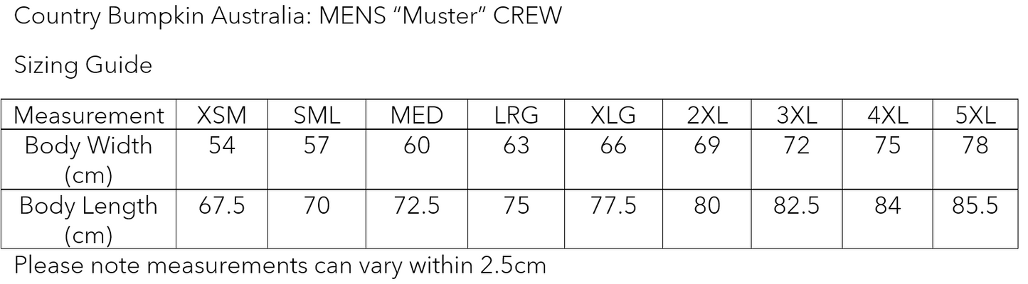 MENS “Muster” CREW - (MTO)