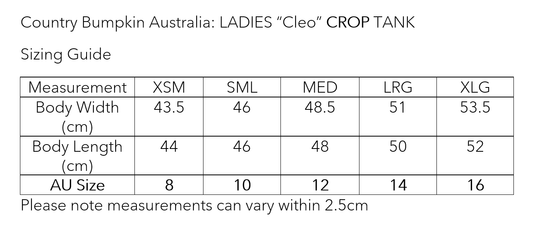LADIES "Cleo" CROP TANK- NEW PRODUCT!